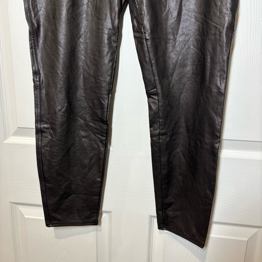 Spanx Faux Leather Pull On Leggings Pants Womens XL Stretchy Baddie Biker Black - Picture 6 of 8